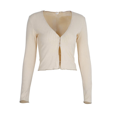 Cropped Ribbed Long Sleeve Top – Stylish Streetwear & Layering Piece for Women