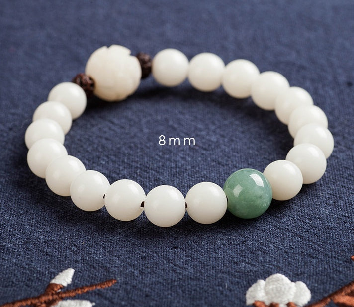 Natural White Jade Bodhi Bracelets – Beaded Bracelets for Mindfulness & Everyday Wear