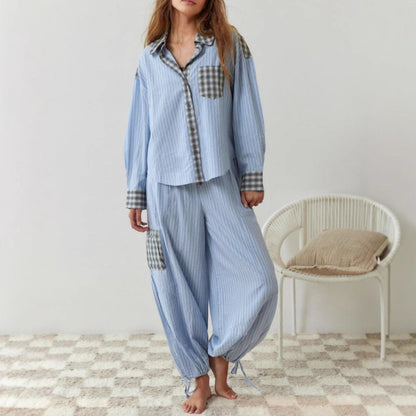 Plaid Shirt & Matching Trousers Two-Piece Outfit Set | Cozy Style 2025 Aesthetic