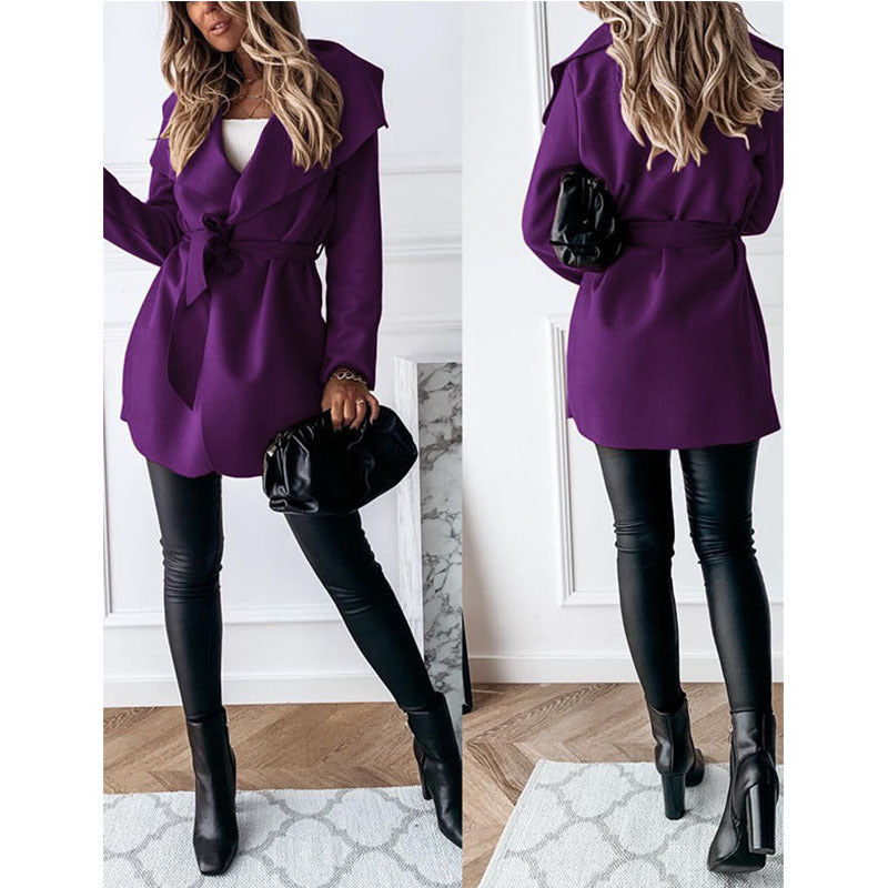 Medium-Length Lapel Trench Coat – Trench Coats Women Outfit Classy & Elegant Winter Outfits