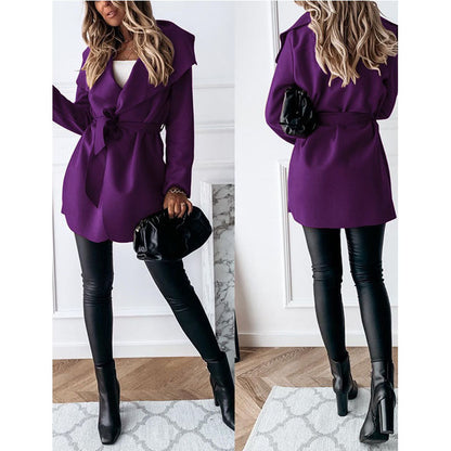 Medium-Length Lapel Trench Coat – Trench Coats Women Outfit Classy & Elegant Winter Outfits