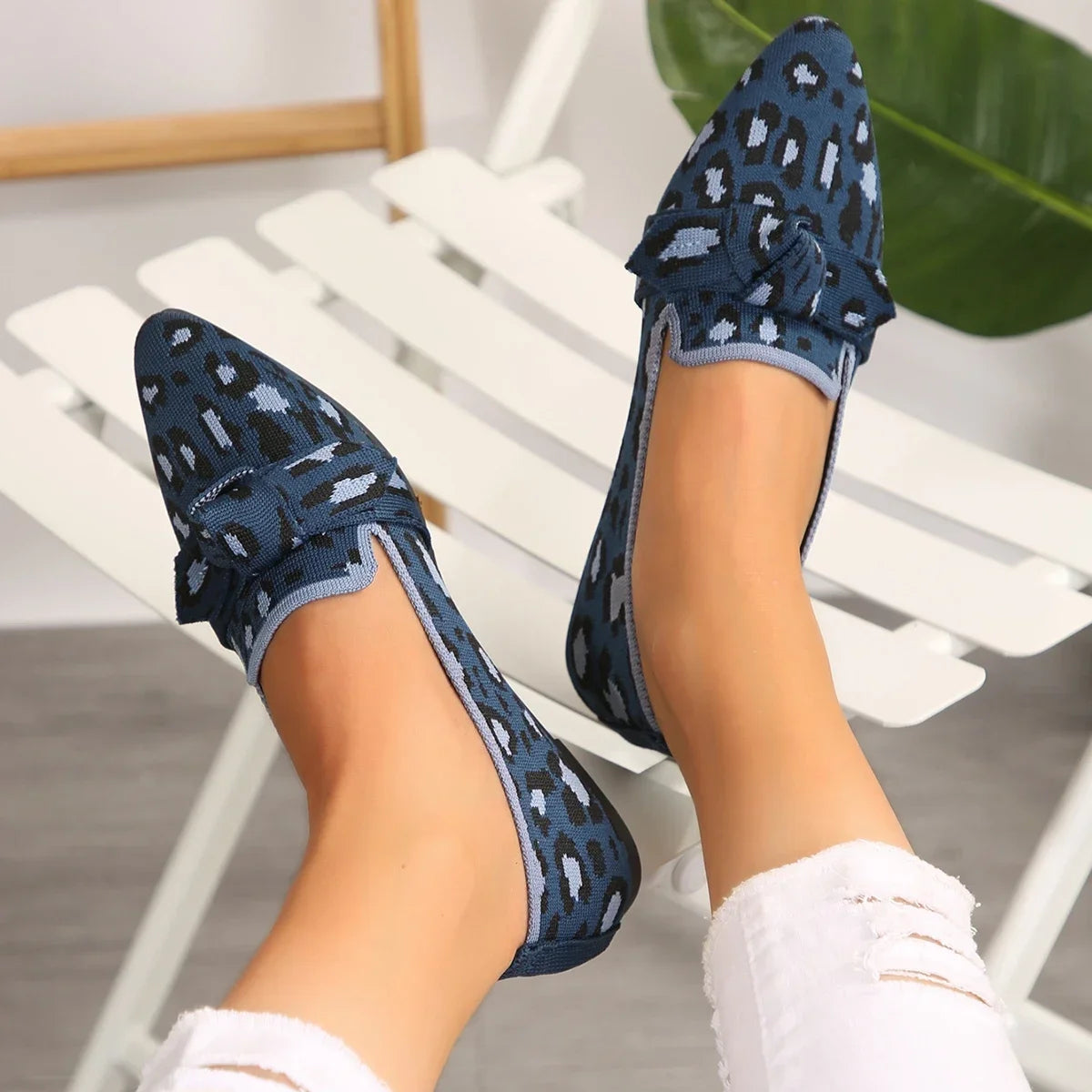 Leopard Print Pointed Toe Flats | Stylish Slip-On Shoes for Women