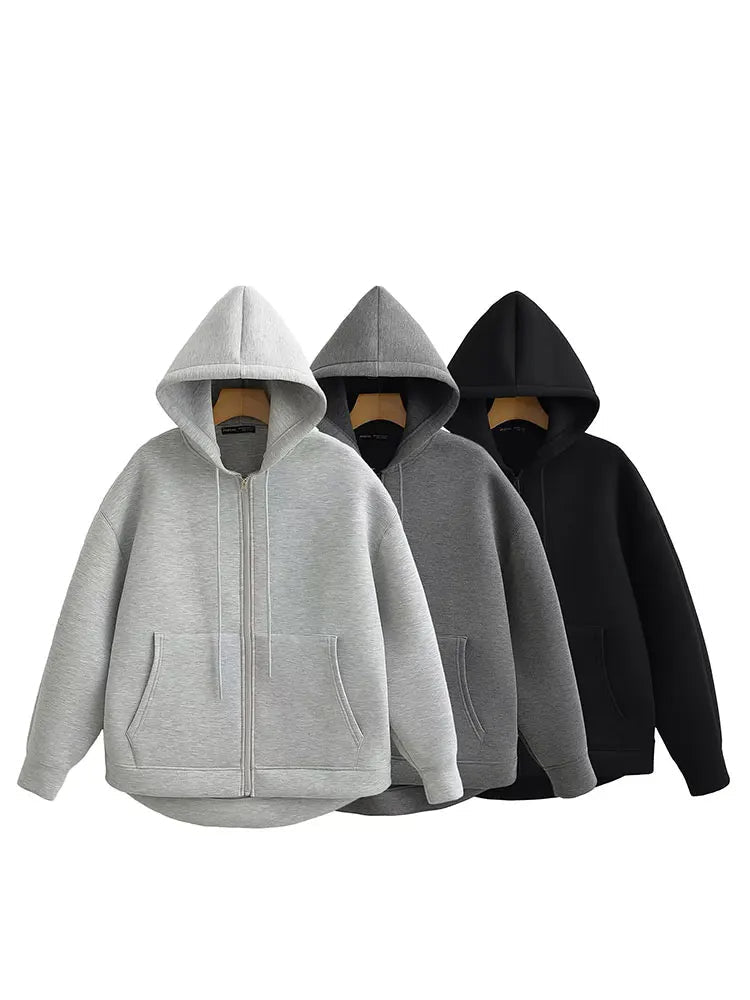 Cool Pretty Soft Hooded Straight Zipper Closure Warm Hoodies