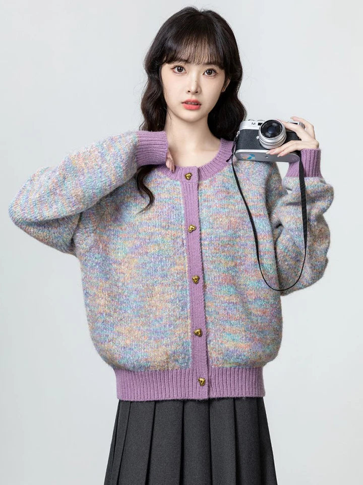 Women’s Korean Style Cardigan – Retro Button-Up Autumn Sweater