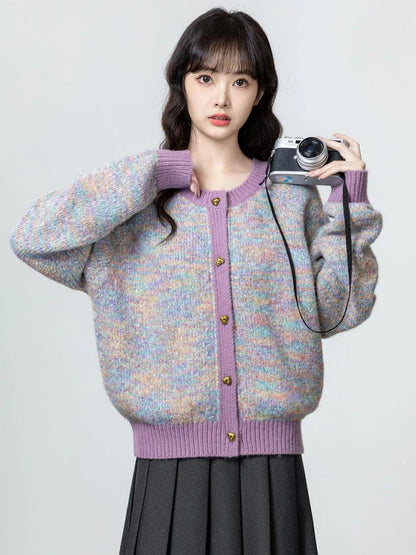 Women’s Korean Style Cardigan – Retro Button-Up Autumn Sweater