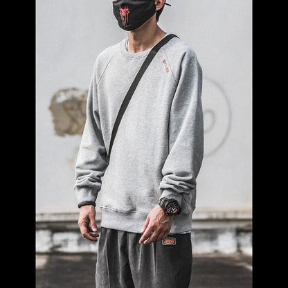 Men’s Solid Embroidered Sweatshirt – Casual Round Neck Top