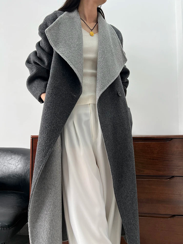 Luxury Warm Both Side Wearable Women's Long Wool Coats