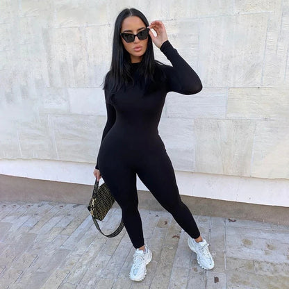 Long Sleeve Elastic Sportswear Jumpsuits