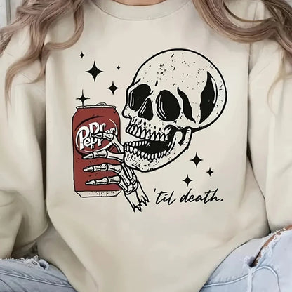 Plus Size Casual Skull Head Printed Crew Neck Sweatshirts