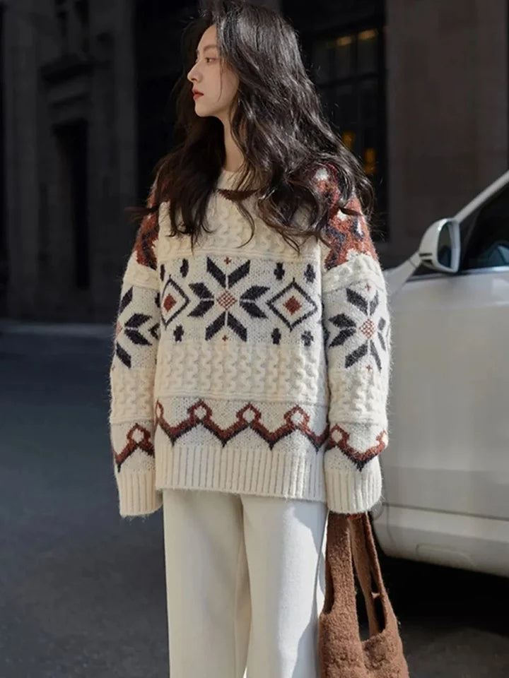 Loose and Lazy Western Style Sweater for Women – New Niche Japanese Retro Knit Design, Casual Fashion Knitwear