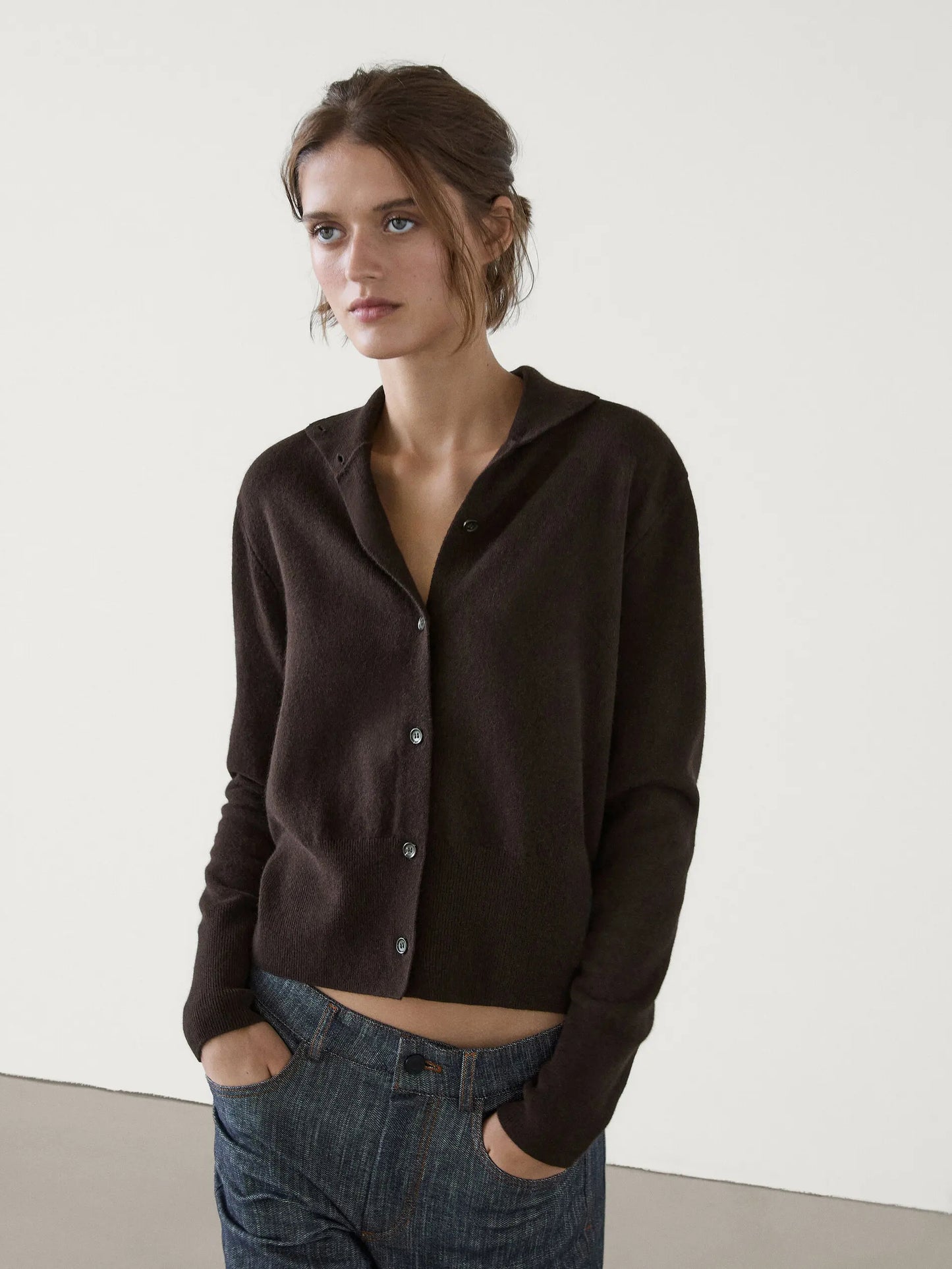 Women's Slouchy Turtleneck Cardigan – Spring 2025 Casual Knit