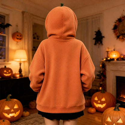 Cozy Pumpkin Patch Outfit: Oversized Pumpkin Zip-Up Hoodie