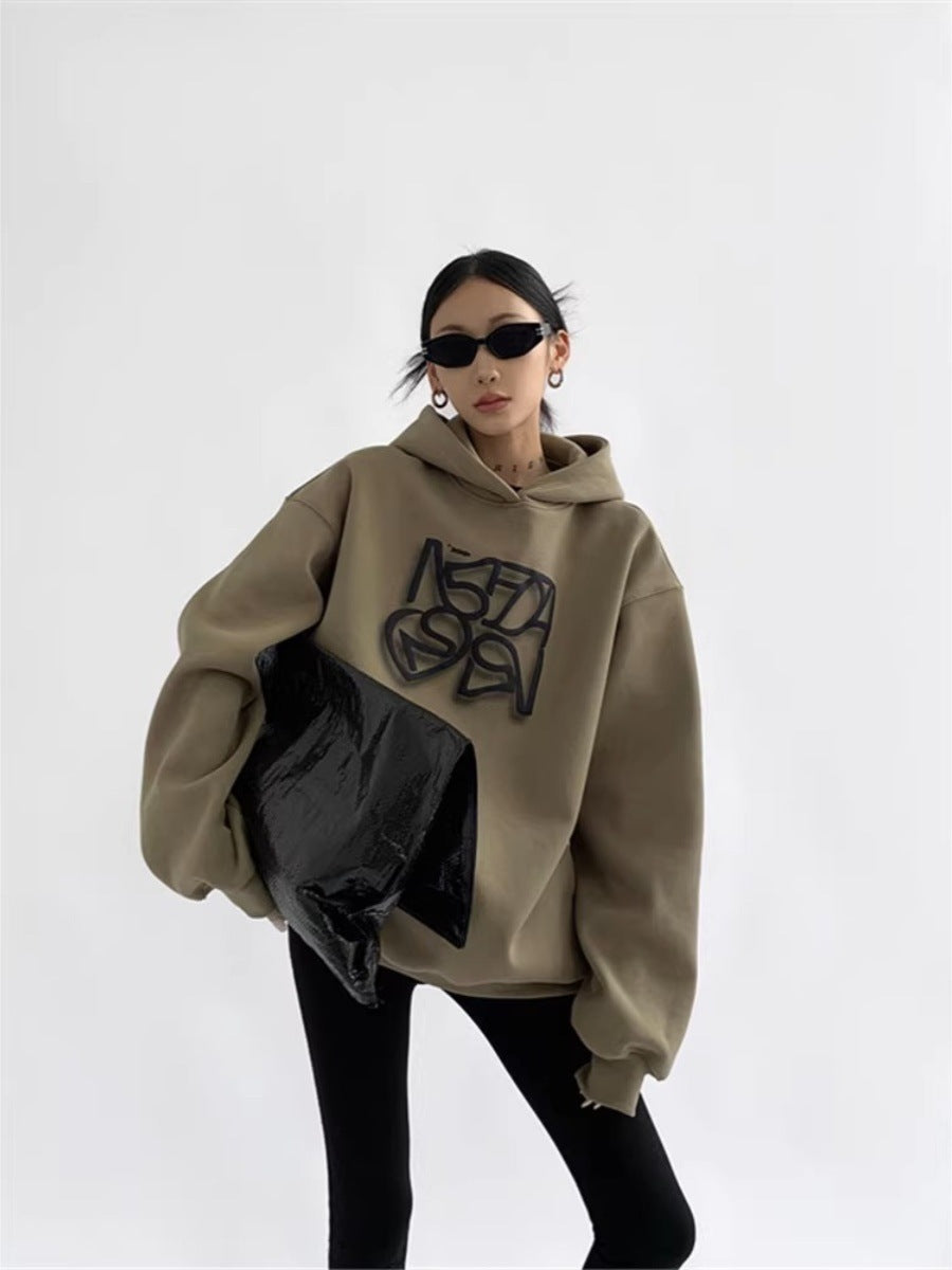 All-American Comfort: Heavy Cotton Hooded Sweater for Women