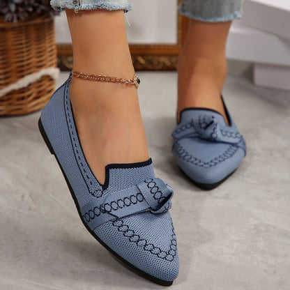 Women’s Bowknot Flats | Breathable Casual Fabric Shoes