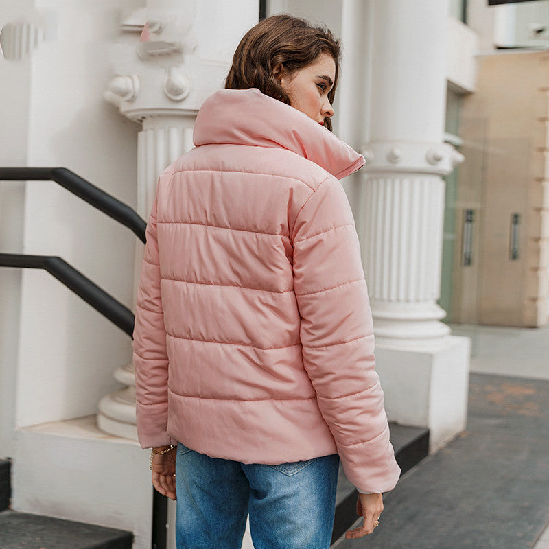 Small Fragrant Wind Stand-Up Collar Puffer Jackets – Cozy Winter Outfit Layering