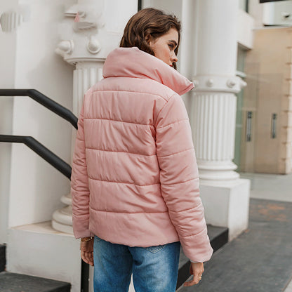 Small Fragrant Wind Stand-Up Collar Puffer Jackets – Cozy Winter Outfit Layering