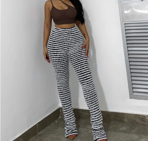 Woolen Striped Slim Trousers – Sleek Fit Casual & Evening Wear