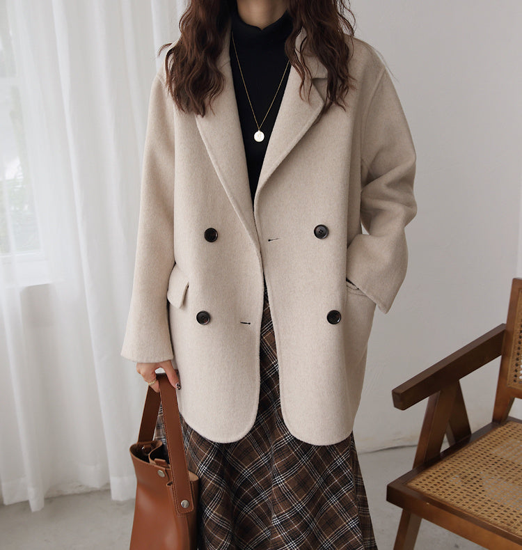 Short Double-Sided Cashmere Coat – Coats Outfits Women & Elegant Winter Layering