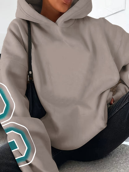 Spechir Women’s Black Hoodie – Pink & White Letter Graphic Pullover for Spring & Fall