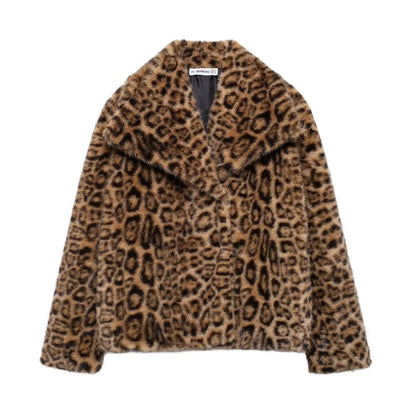 Elegant Women Collarless Thick Faux Fur Coats