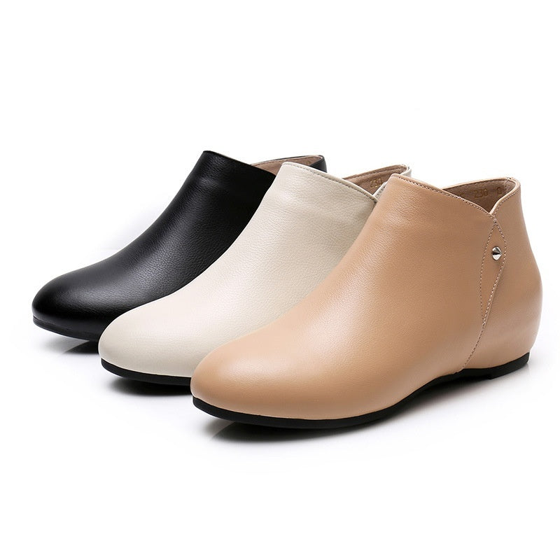 Back Zipper Closure Elegant Brushed Leather Summer Shoes For Women