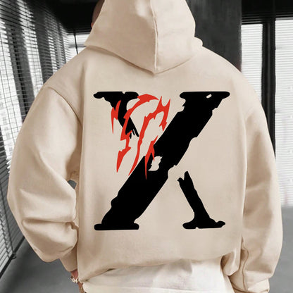 Men’s Graphic Print Hoodie – Casual Cotton Blend Pullover Sweatshirt for Fall/Winter Streetwear