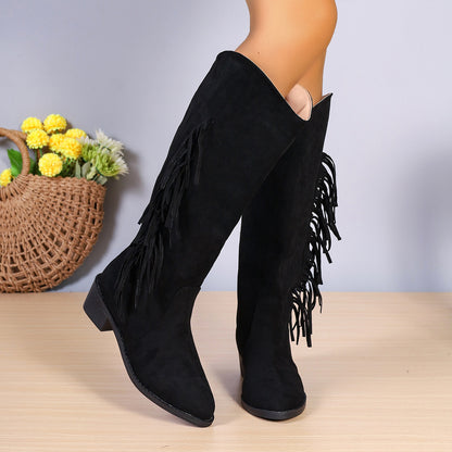 Chic Tassel Design Western Style Women Long Boots