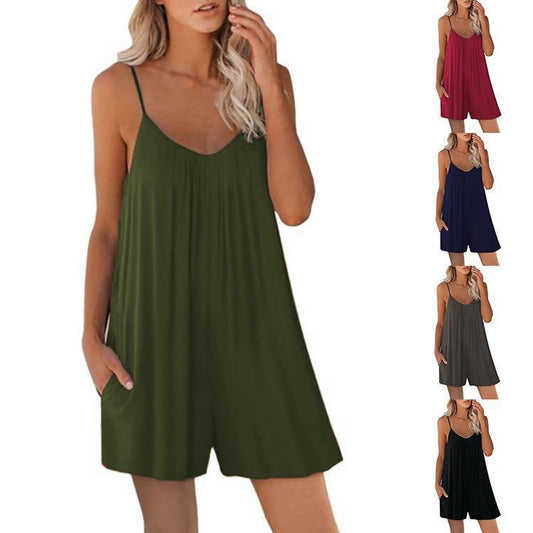 5XL Plus Size Casual Loose Sleeveless Summer Women Rompers