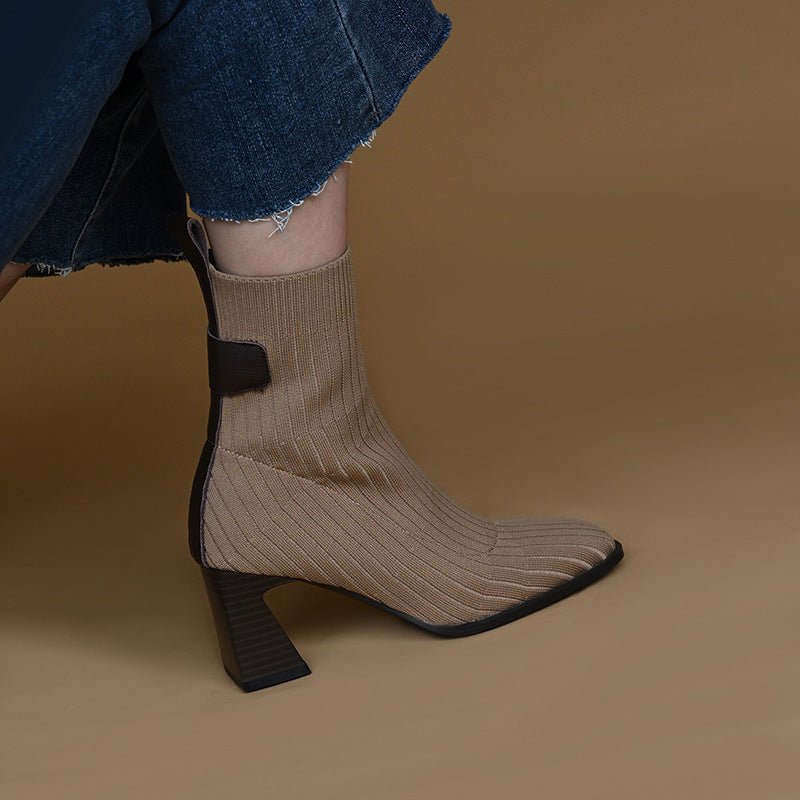 ChicSock Knitted High Heel Boots