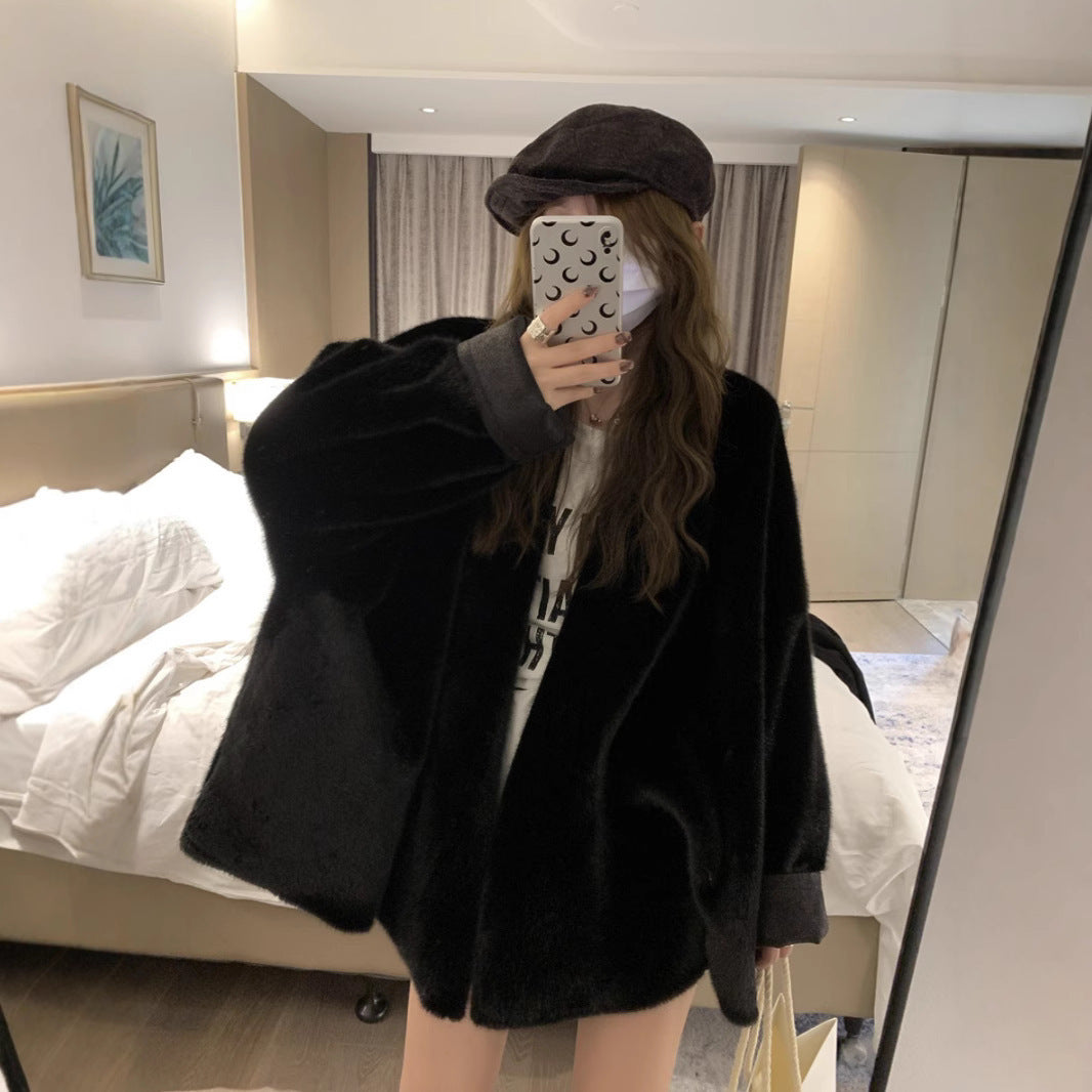 Single Breasted V Neck Loose Style Coats For Women