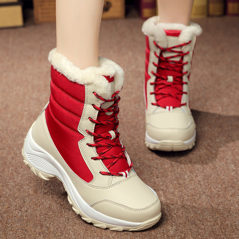 Womens Winter Snow Boots Warm Plush Ankle Boots Fashionable Cold Weather Cotton Shoes For Ladies
