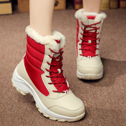 Womens Winter Snow Boots Warm Plush Ankle Boots Fashionable Cold Weather Cotton Shoes For Ladies