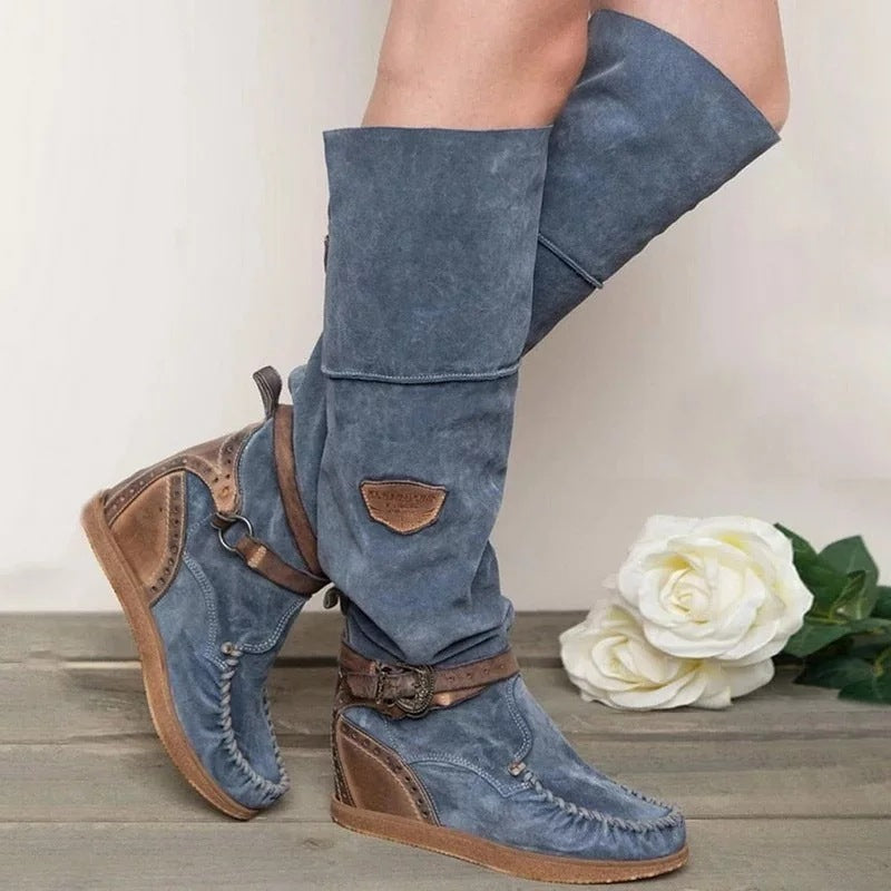 Over-the-Knee Fashion Boots for Women | Low Heel European-American Style Winter Boots