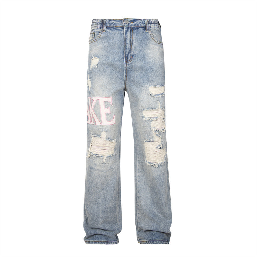 Unisex Ripped Denim Jeans – Streetwear Beggar-Chic Style