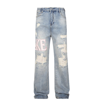 Unisex Ripped Denim Jeans – Streetwear Beggar-Chic Style