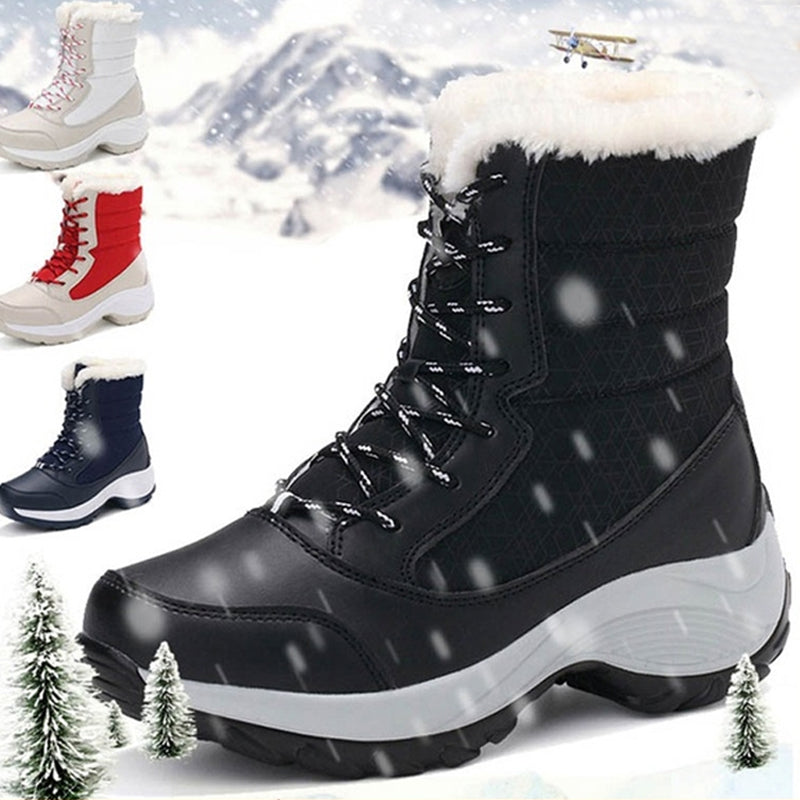 Womens Winter Snow Boots Warm Plush Ankle Boots Fashionable Cold Weather Cotton Shoes For Ladies