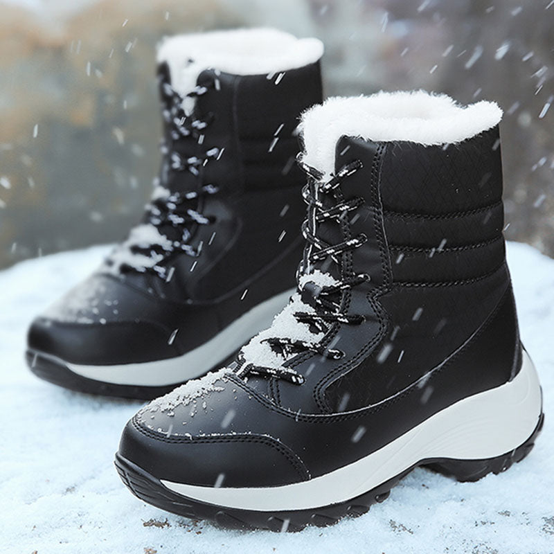 Womens Winter Snow Boots Warm Plush Ankle Boots Fashionable Cold Weather Cotton Shoes For Ladies