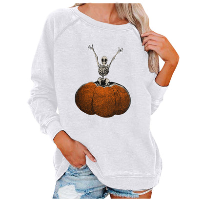 Halloween Graphic Sweatshirt for Women – Loose Casual Printed Pullover Top