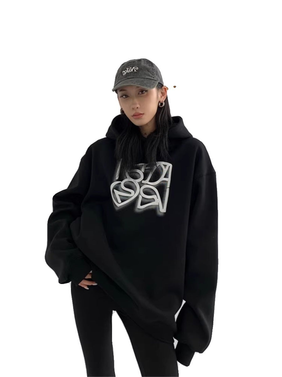 All-American Comfort: Heavy Cotton Hooded Sweater for Women