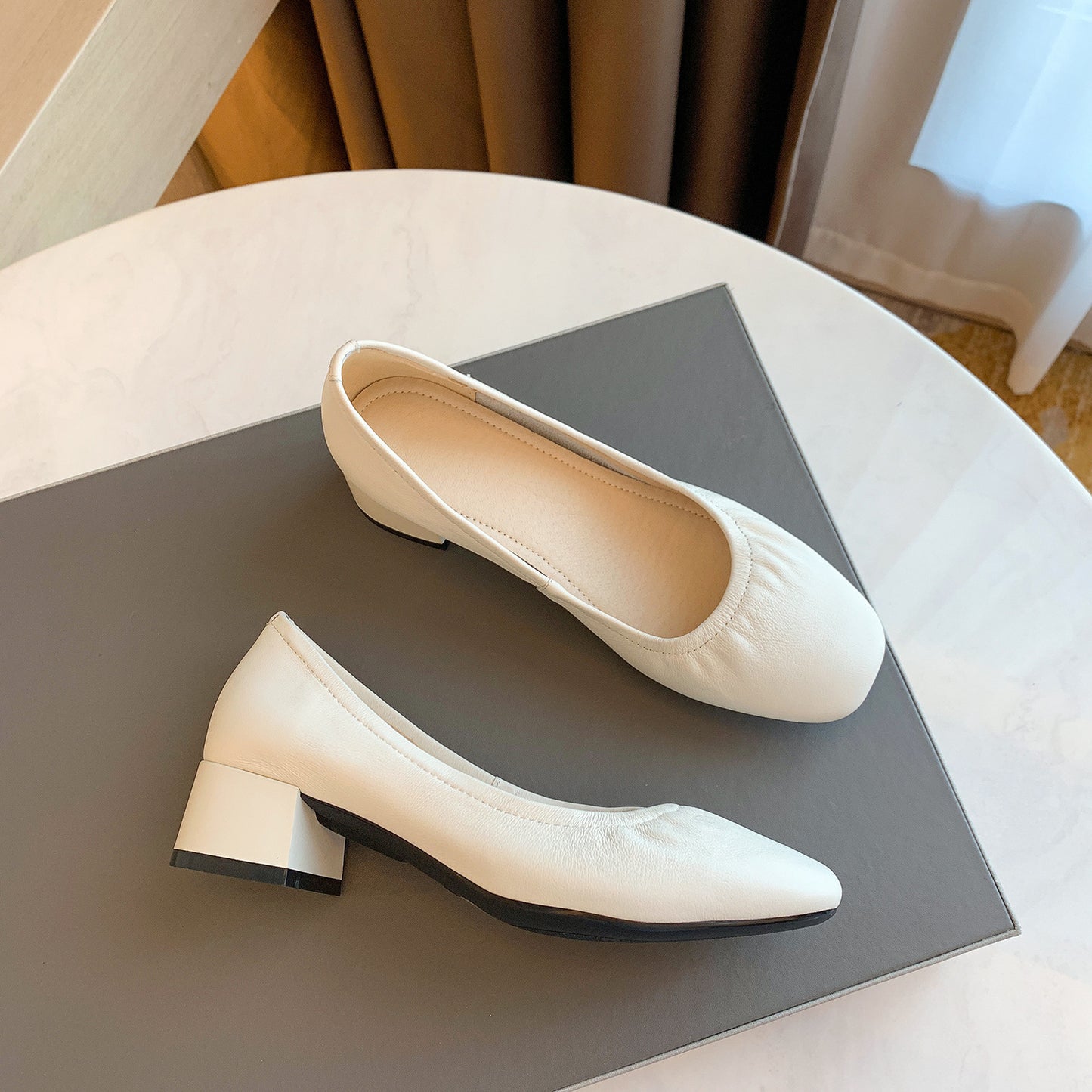 Women's Thick Heel Shoes | Shallow Mouth Square Toe Casual Heels