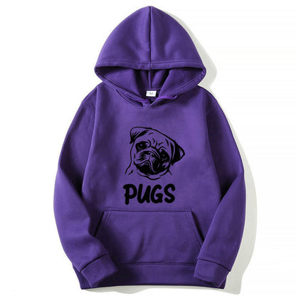 Hip Hop Pug Printed Hoodie – Retro Street Style for Men & Women