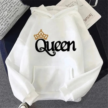 QUEEN Print Fleece Hoodie – Cozy & Stylish Pullover Sweatshirt