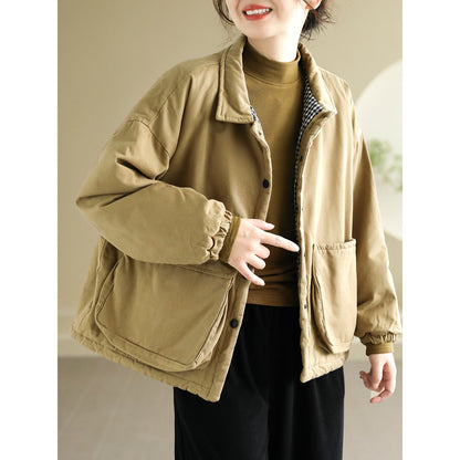 Womens Multi Side Pockets Plus Size Winter Coats