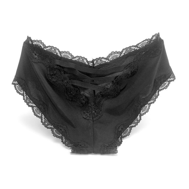Ice Silk Lace Panties – Low-Waist Seamless Briefs with Hip-Lifting, Tummy-Smoothing & Breathable Comfort
