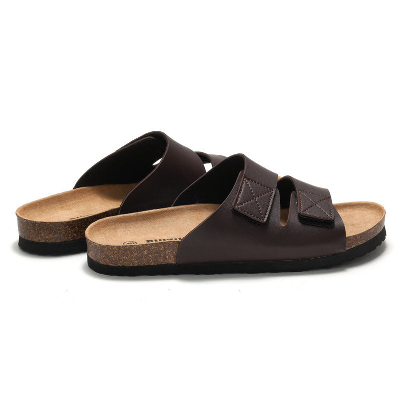 Men's Comfortable Cork Velcro Slippers – Casual Outdoor Sandals