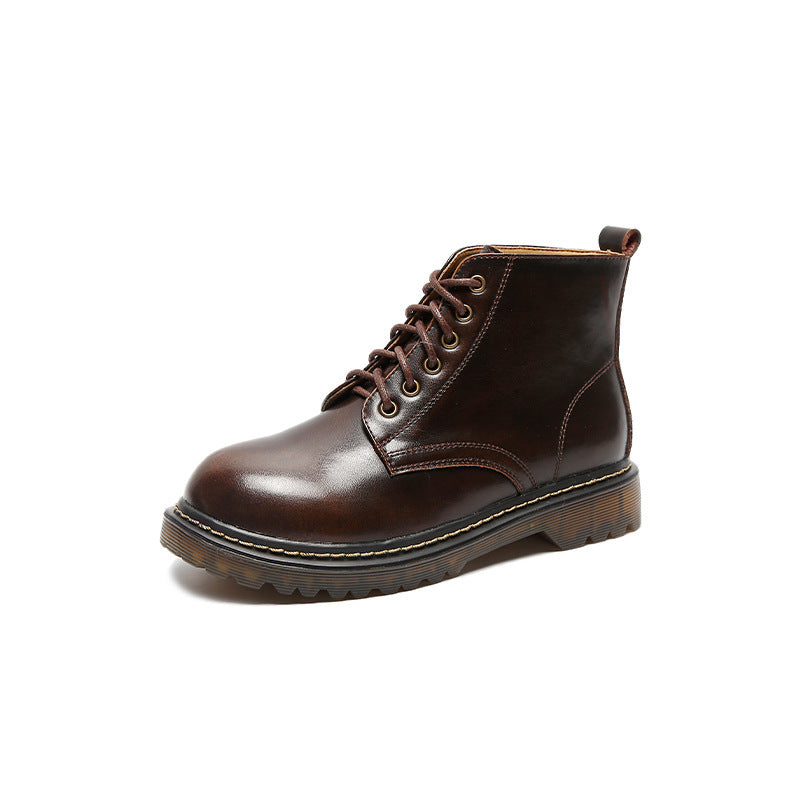 Vintage-Inspired Martin Boots for Women | Belted High-Top Leather Boots with Totem Details