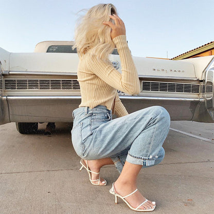 Cropped Ribbed Long Sleeve Top – Stylish Streetwear & Layering Piece for Women