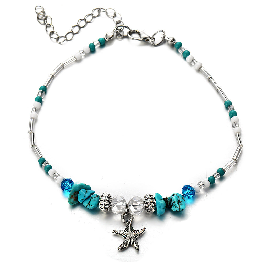 Starfish Beaded Adjustable Ankle Bracelets