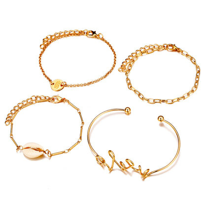4-Piece Women’s Alloy Bracelet Set – Stackable Bracelets for Everyday & Special Occasions