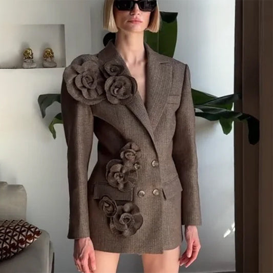 Rose Flower Decoration Autumn Jacket